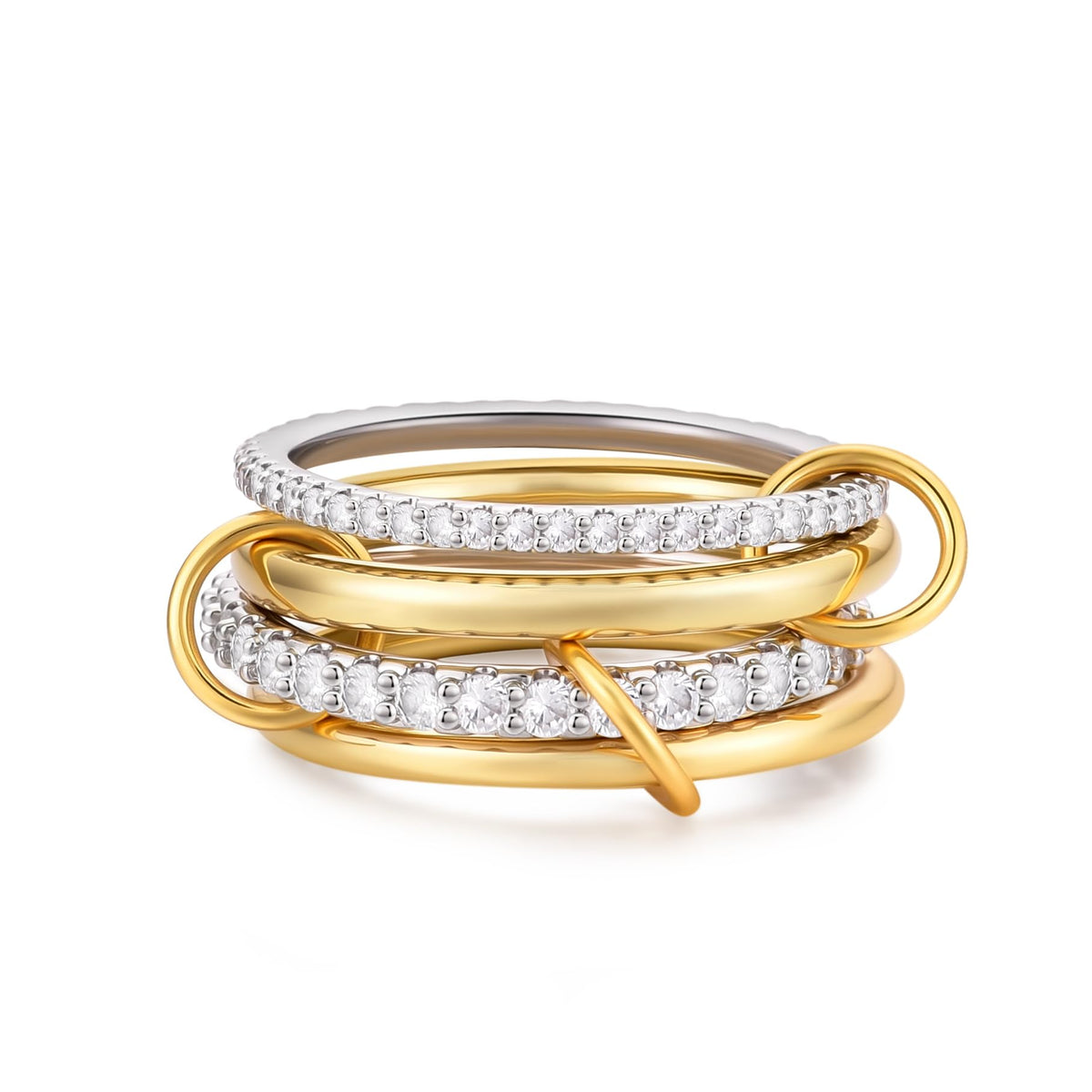 Canboer ring set — 14K gold plated interlocked stackable rings for women
