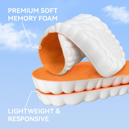 Steppers Insoles for Men & Women, 2026 New 4D Memory Foam Cloud Footstr Insoles, Comfortable & Breathable Massage Shoe Inserts with Arch Support for Foot Pain & Fatigue (Orange, US M 7-11/W 8.5-13.5)