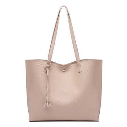 Dreubea women's tote handbag — soft faux leather with tassel detail