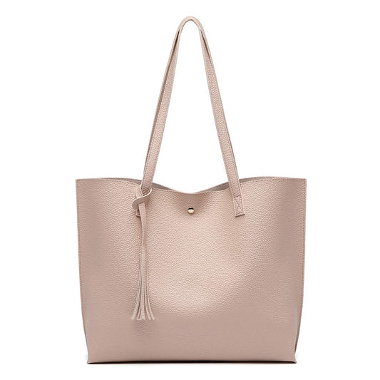 Dreubea women's tote handbag — soft faux leather with tassel detail