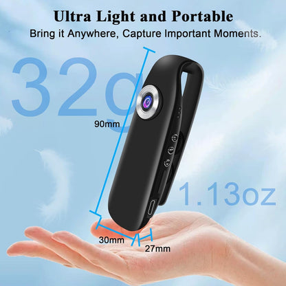 UYIKOO Body Camera 1080P with Magnetic Clip, 32GB Tiny Pocket Cam