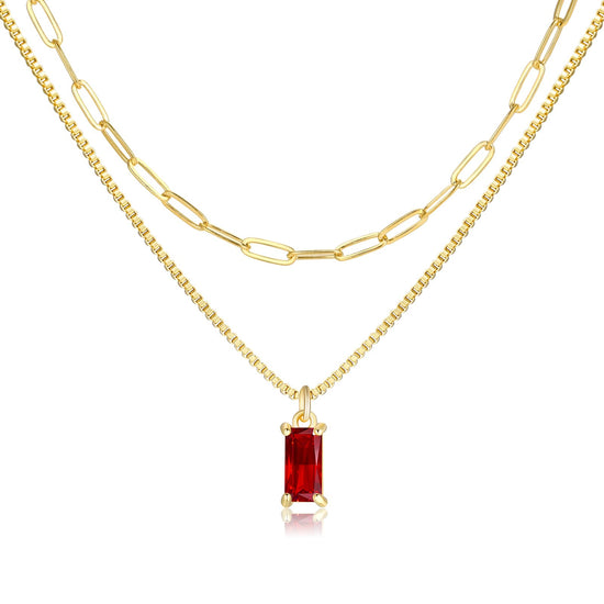 Pls Back dainty gold charm necklace — non tarnish with cubic zirconia emerald pendant