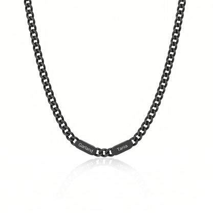 GLOMGORGE Personalized Mens Necklace with 1-6 Names Dad Necklace for Men, Cube Stainless Steel Necklace Cuban Chain Engraving Hypoallergenic Men Jewelry Fathers Day Gift for Dad Husband Grandpa BF