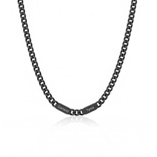 GLOMGORGE Personalized Mens Necklace with 1-6 Names Dad Necklace for Men, Cube Stainless Steel Necklace Cuban Chain Engraving Hypoallergenic Men Jewelry Fathers Day Gift for Dad Husband Grandpa BF
