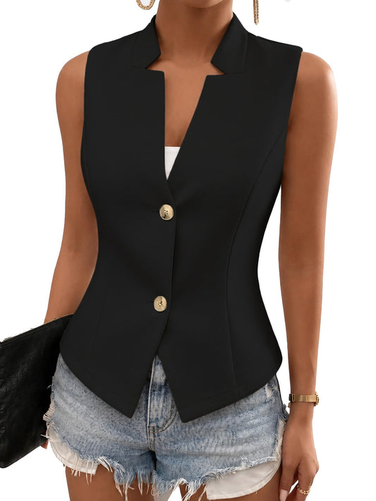 Mina Self women's vest - lightweight floral knit design