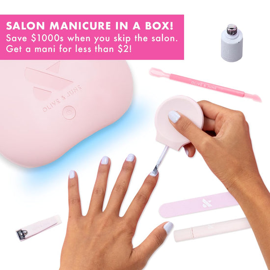 Olive & June gel mani system set — at-home gel manicure kit with LED lamp and tools
