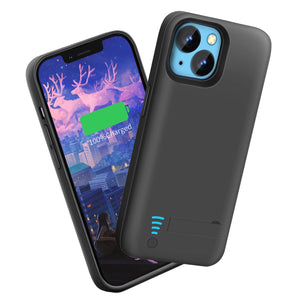 Sitong battery case - 5000mAh rechargeable extended battery for iPhone 14 6.1 inch black
