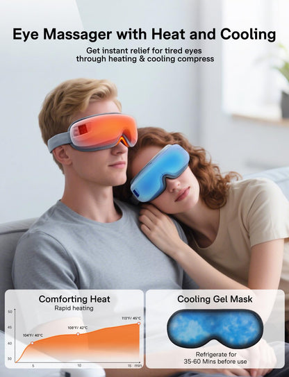 Burrki Eye Massager with Heat and Cooling, Massaging Eye Mask
