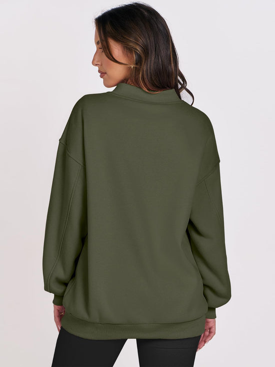 ANRABESS sweatshirt — oversized v neck fleece pullover for comfy casual wear