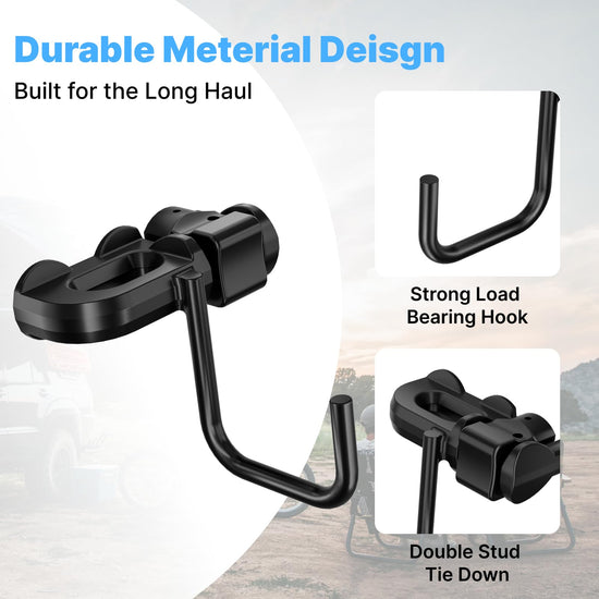 vandrabase 4Pcs L Track U-Hook Double Stud Tie Down Fitting, 1500 lbs Breaking Strength, Carbon Steel with Rust-Resistant Coating, Quick Release, L Track Accessories for Trailer, Truck, Garage Use