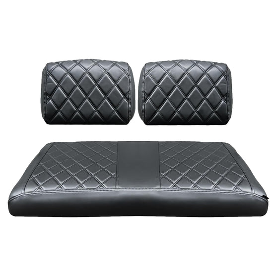 NOKINS golf cart seat cover - fits Yamaha G2 to G22 models, black with black stitch