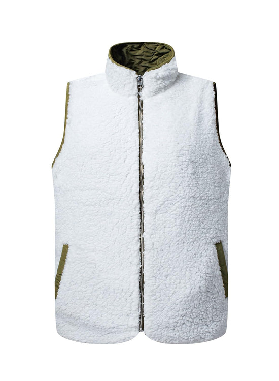 SHEWIN women puffer vest - reversible and warm winter outerwear with pockets