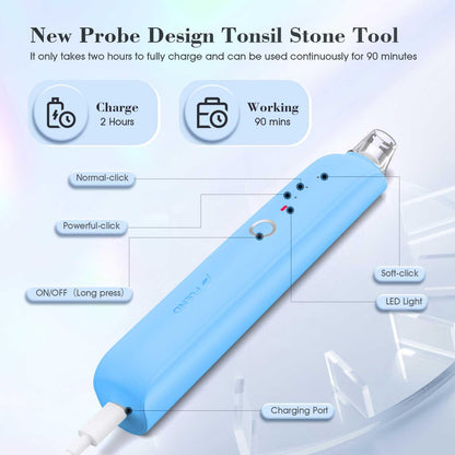 Tonsil Stone Remover with 5X Magnifying Glass Tonsil Stone Removal Kit 3 Suction Modes LED Light Bad Breath Water Flosser