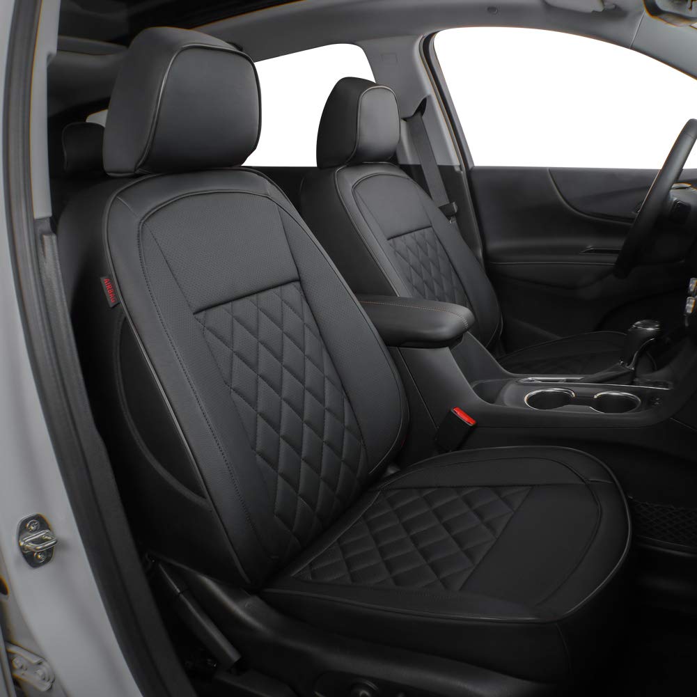 EKR equinox seat covers - custom fit leather car seat cover full set in black for Chevrolet Equinox 2018-2024 (not for Equinox EV)