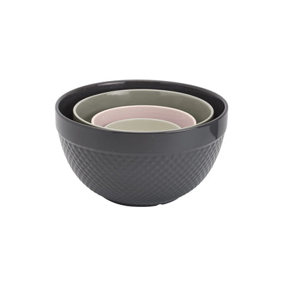 TTU dishware bowl set — Hobnail style stoneware mixing bowls 4 piece set for baking and cooking