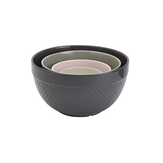 TTU dishware bowl set — Hobnail style stoneware mixing bowls 4 piece set for baking and cooking