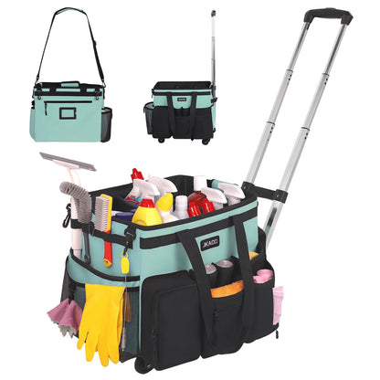 Utility cart wagon — waterproof rolling cleaning caddy with detachable trolley