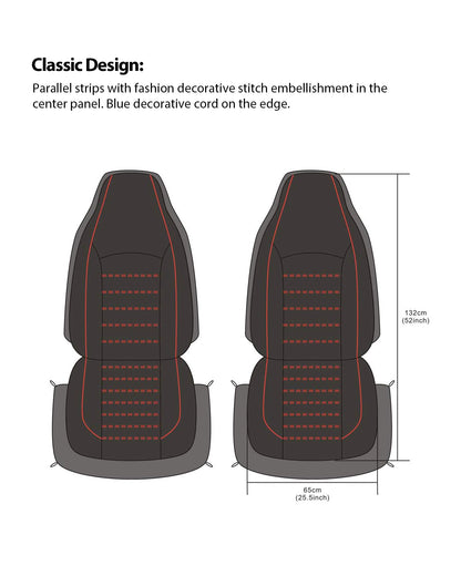TOYOUN vehicle seat cover — PU leather front seat covers with red trim 2 pcs set
