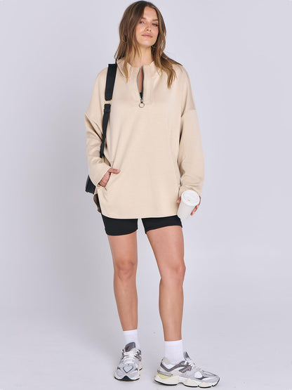 Sweatshirt — Oversized quarter zip pullover for women by ANRABESS