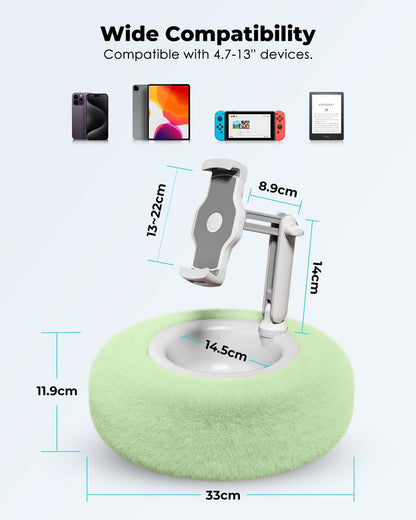 Viozon tablet stand pillow — 360° adjustable design with soft plush fabric and bowl.