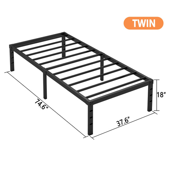 Hafenpo bed frame — sturdy metal platform with under bed storage