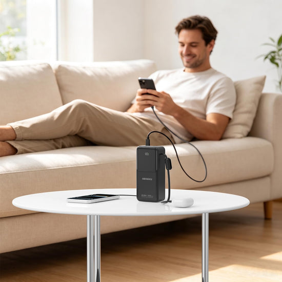 HENGKU Power Bank 30000mAh Portable Built-in Cable 22.5w Fast Charge