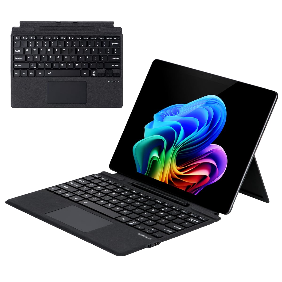 Sooguard Microsoft Surface Pro Keyboard for 11/10/9/8/X, 13" Ultra-Thin Detachable Bluetooth Type Cover with 7-Color Backlit, Multi-Touch Trackpad & Pen Holder
