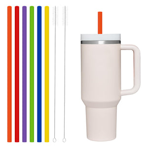 Drinking straw — Reusable silicone straws for Stanley tumblers with cleaning brushes