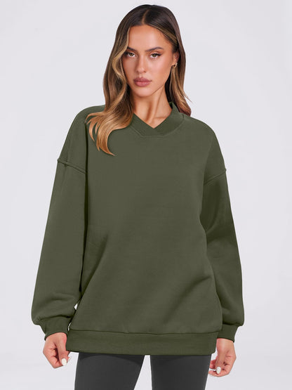 ANRABESS sweatshirt — oversized v neck fleece pullover for comfy casual wear