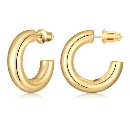 Gacimy chunky hoop earrings — 14K gold plated, 925 sterling silver post hoops for women