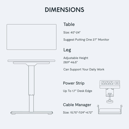 FLEXISPOT EN2 desk — height adjustable with clamp power strip and cable management