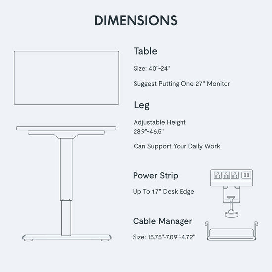 FLEXISPOT EN2 desk — height adjustable with clamp power strip and cable management
