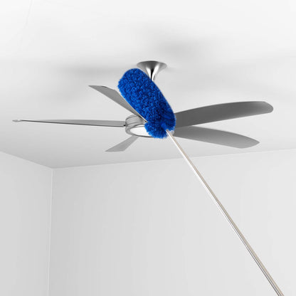 LAZYCOTTAGE Ceiling Fan Duster with Extension Pole, Cobweb & Corner Brush Cleaning Kit w 2 Duster Heads for Cleaning, 100 Inch Long Handle Telescoping Pole, Washable