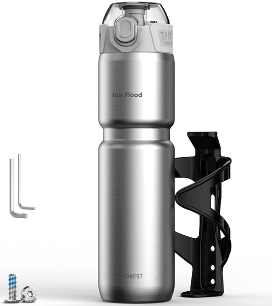 MYFOREST Insulated Bike Water Bottle, Odor-free Liner, 24oz 700ml Combo Set