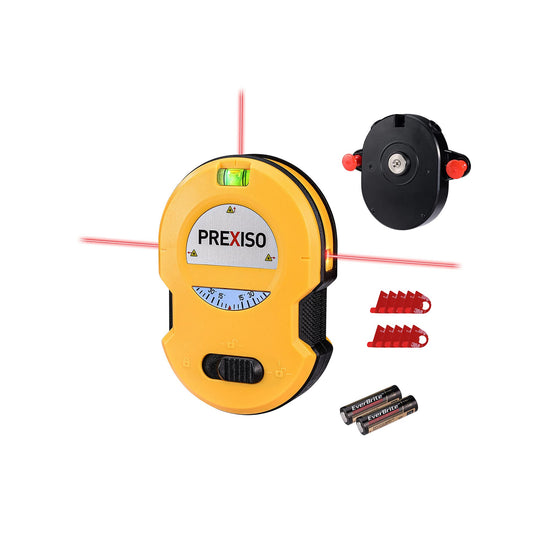 PREXISO laser level - 30ft horizontal and vertical line with wall mount base and accessories