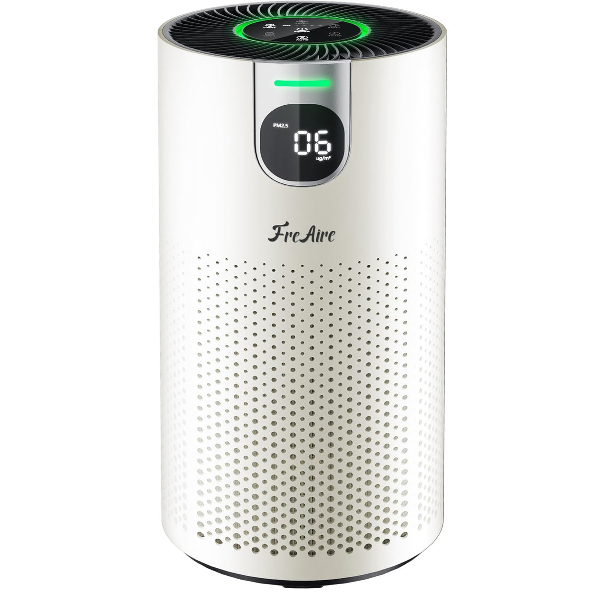 FreAire Air Purifiers for Home Large Room Covers up to 1800Ft², VisionAir 20dB Sleep Mode for Bedroom, with Real-Time AQI & PM2.5 Display,360°Intake&Outlet Air Cleaner Pet-Friendly HEPA,Pearl White