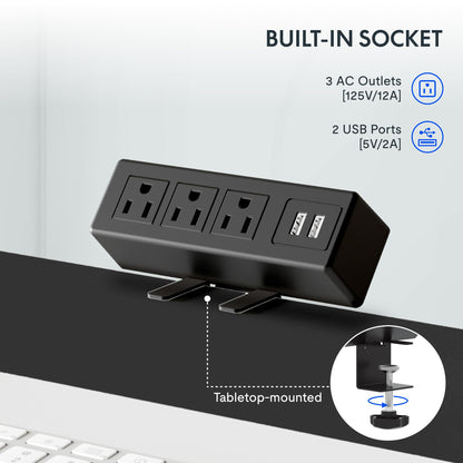 FLEXISPOT EN2 desk — height adjustable with clamp power strip and cable management