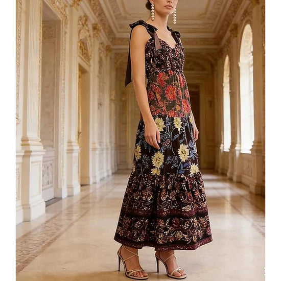 Dress — Floral maxi with tie shoulder and pockets by ABYOVRT