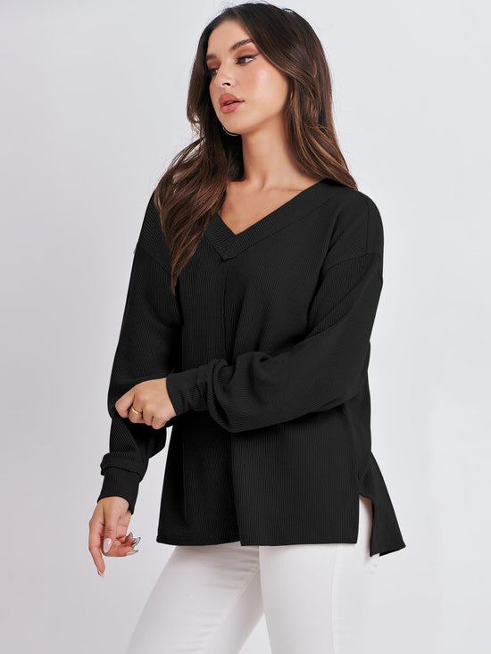 ANRABESS shirt — Oversized off the shoulder long sleeve tunic top