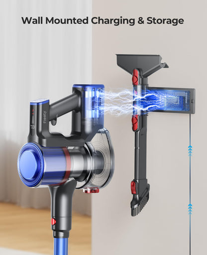 Fieety cordless vacuum cleaner - 45Kpa suction power with wall mount charging and scented card