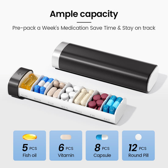 Betife travel pill box - Weekly organizer for one time a day use