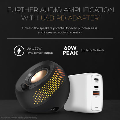 Creative Labs Pebble X Plus speakers — USB Type-C connectivity.