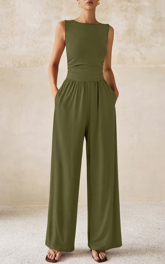Prettygarden one piece outfit — dressy casual sleeveless wide leg romper for summer