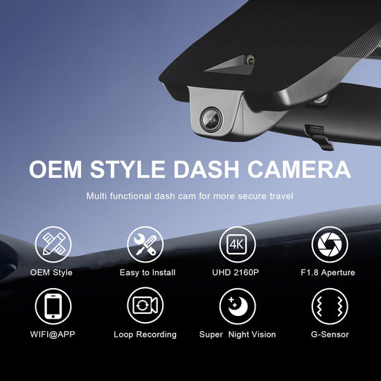 Mangoal 4K dash cam with integrated OEM look and easy installation.
