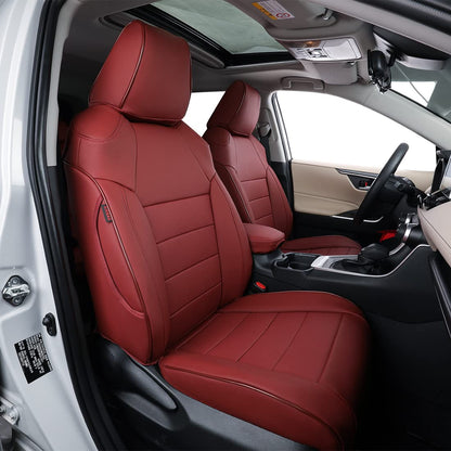 EKR vehicle mat — Custom leather seat cover in burgundy for RAV4 2019-2024