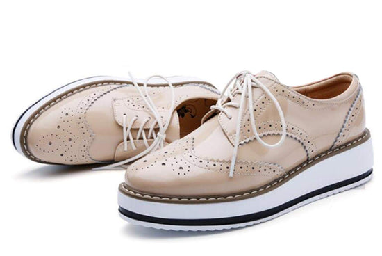 DADAWEN women's oxfords — platform lace-up wingtips with square toe