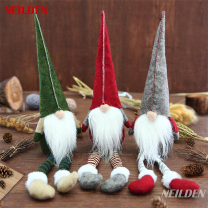 Figurine — BWFY 3pcs long legs Rudolph doll Christmas decoration set for children and hotels