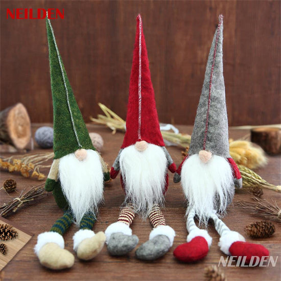 Figurine — BWFY 3pcs long legs Rudolph doll Christmas decoration set for children and hotels