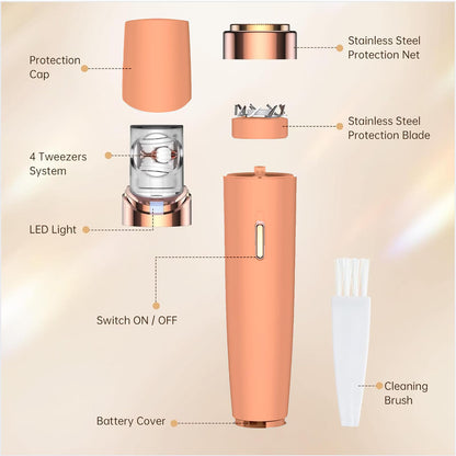 Silent Epilator for Women, 2-Speed Facial & Body Hair Remover, Smooth Glide Technology, for Face, Legs, Bikini & Arms