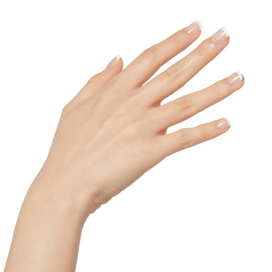 KISS Salon acrylic false nails - Crush Hour, white, petite size, squoval shape, includes glue and tools.